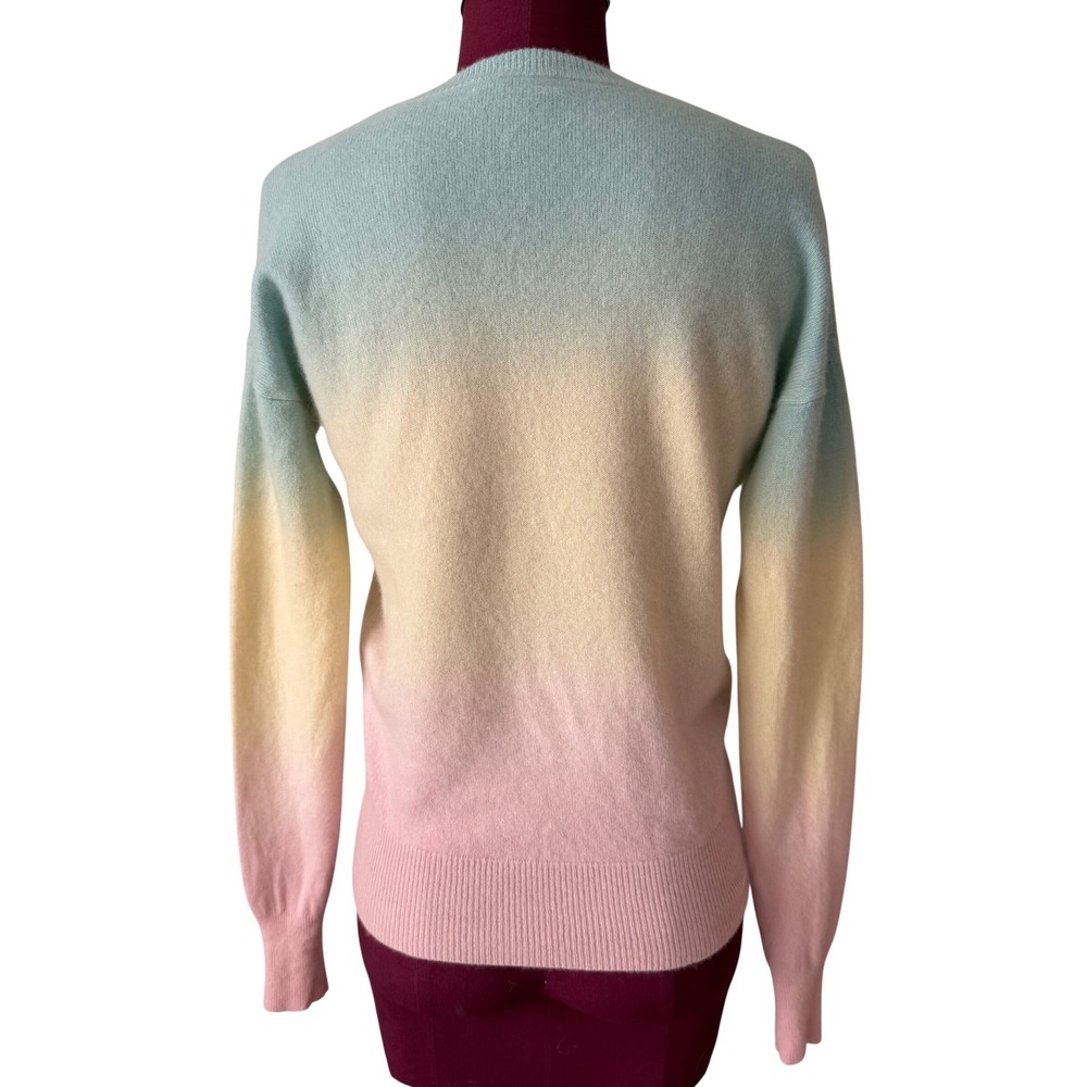 AQUA Cashmere Sweater Ombre Pastel Blue Yellow Pink Small - Picture 3 of 8